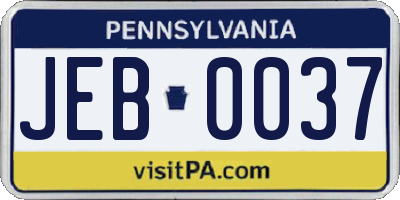 PA license plate JEB0037