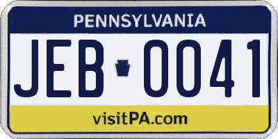 PA license plate JEB0041