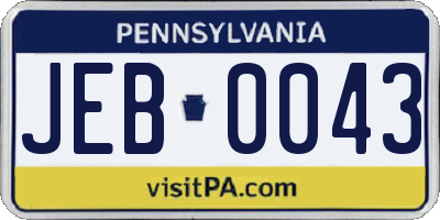 PA license plate JEB0043