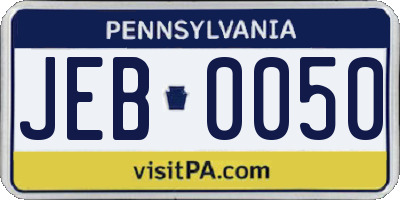 PA license plate JEB0050