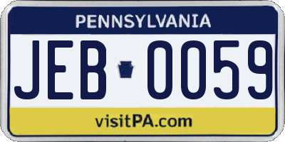 PA license plate JEB0059