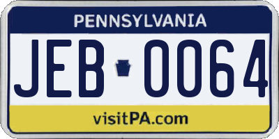 PA license plate JEB0064