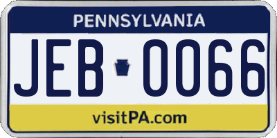 PA license plate JEB0066