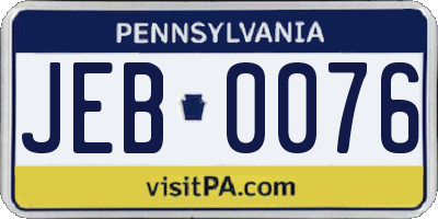 PA license plate JEB0076