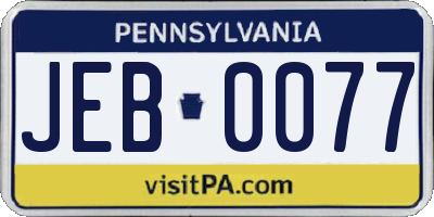PA license plate JEB0077