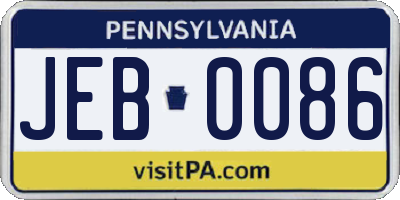 PA license plate JEB0086