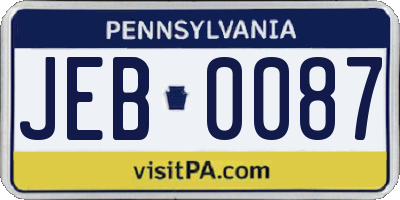 PA license plate JEB0087