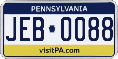 PA license plate JEB0088