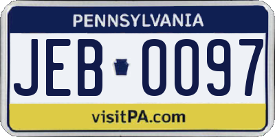 PA license plate JEB0097