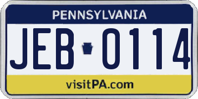 PA license plate JEB0114