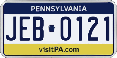 PA license plate JEB0121