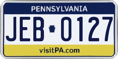 PA license plate JEB0127