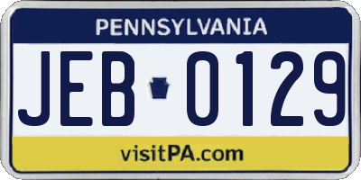 PA license plate JEB0129