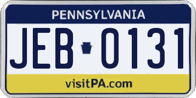 PA license plate JEB0131