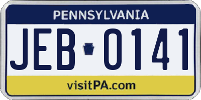 PA license plate JEB0141