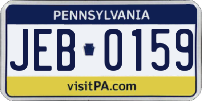PA license plate JEB0159