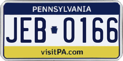 PA license plate JEB0166