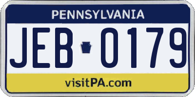 PA license plate JEB0179
