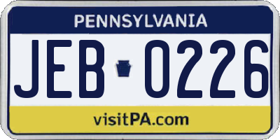 PA license plate JEB0226