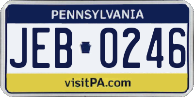 PA license plate JEB0246