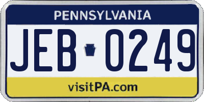 PA license plate JEB0249
