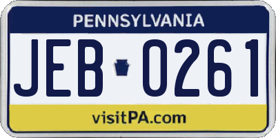 PA license plate JEB0261