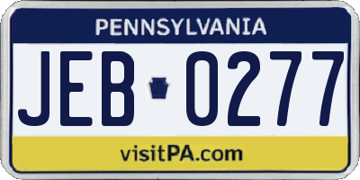 PA license plate JEB0277