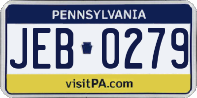 PA license plate JEB0279
