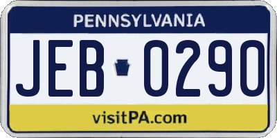 PA license plate JEB0290