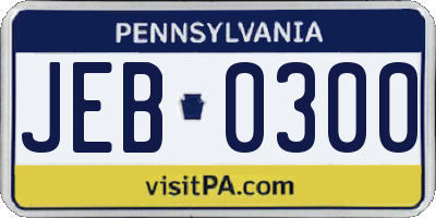 PA license plate JEB0300