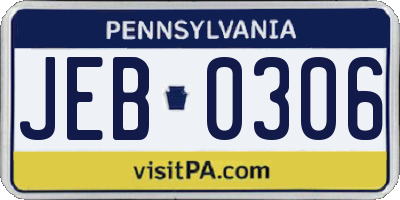 PA license plate JEB0306