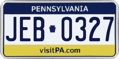 PA license plate JEB0327