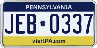 PA license plate JEB0337