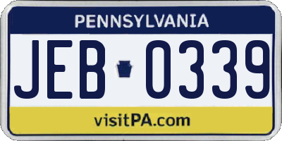 PA license plate JEB0339