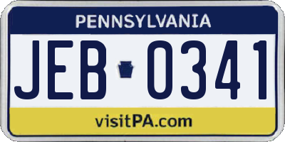 PA license plate JEB0341