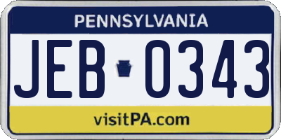 PA license plate JEB0343
