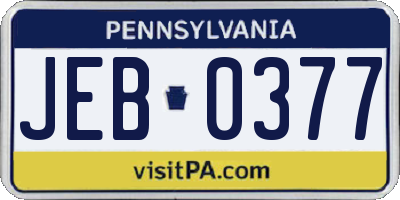 PA license plate JEB0377