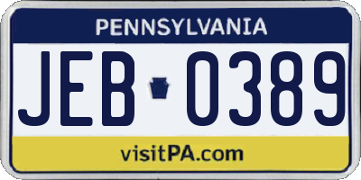 PA license plate JEB0389