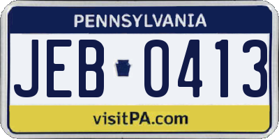 PA license plate JEB0413
