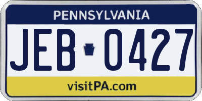 PA license plate JEB0427