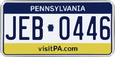 PA license plate JEB0446