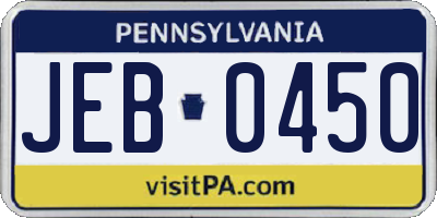 PA license plate JEB0450