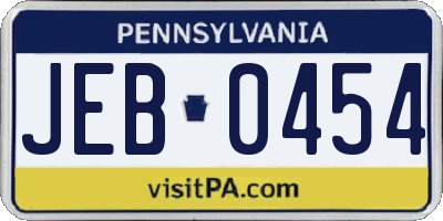 PA license plate JEB0454