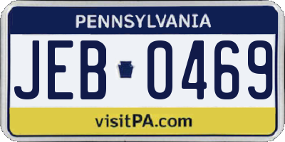 PA license plate JEB0469