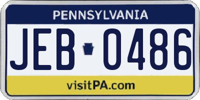 PA license plate JEB0486