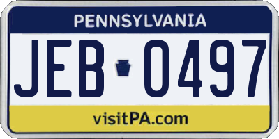 PA license plate JEB0497