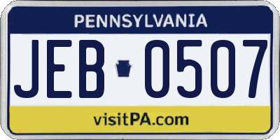 PA license plate JEB0507
