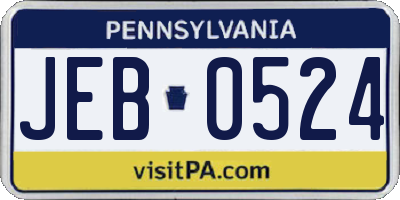 PA license plate JEB0524