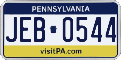 PA license plate JEB0544