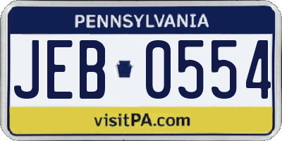 PA license plate JEB0554